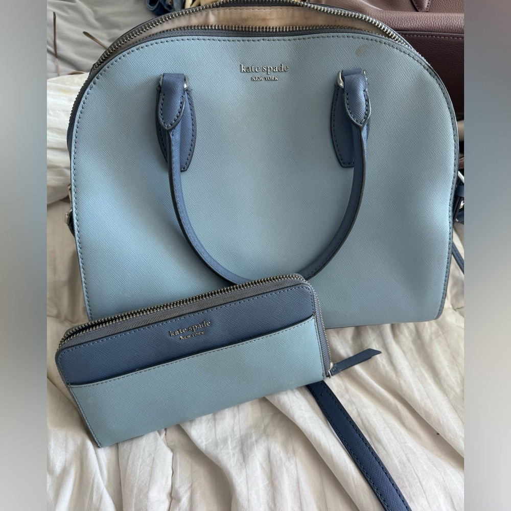 Kate Spade Blue Handbag and Wallet Set